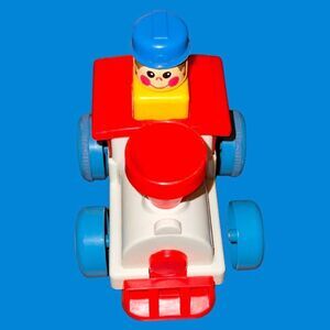 Vintage Push N Go Cho Cho Train White & Red Tomy Toys 1975 Works B9